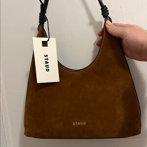 Staud Winona tan suede shoulder bag NEW